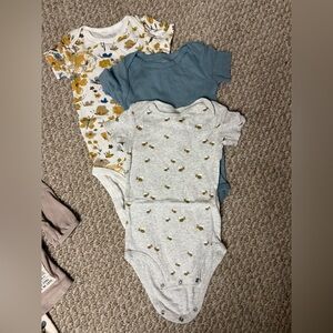 Floral and Solid Baby Bodysuit Set
